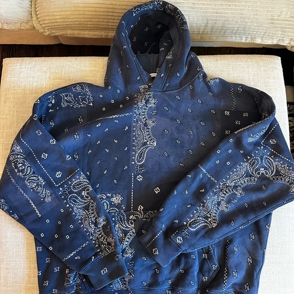 Abercrombie & Fitch Navy Paisley Bandana Fleece Hoodie - Picture 1 of 5